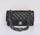 Chanel Insect Lambskin Leather Flap Bag 1112 Black Silver