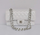 Chanel White Patent Leather Flap Bag Silver Hardware