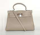 Hermes Kelly 32CM clemence leather in Dark Grey with Silver hardware K32LSDGS