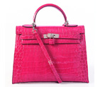 Hermes kelly 32CM Crocodile leather in Light Peach with Silver hardware