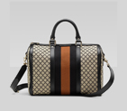 'vintage web' medium boston bag with web detail 247205 FXO8G 8963
