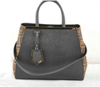 Fendi 2Jours Saffiiano Leather Fabric Tote Bag F2552M Black
