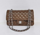 Chanel Brown Sheepskin Leather Flap Bag Silver Hardware