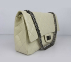 Chanel Flap Bag Quilted Beige Leather with Silver Chain