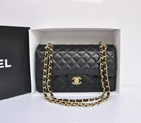 Chanel A1112 Flap Bag Original Leather Black Gold