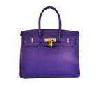 Hermes Birkin 35CM Tote Bags Granulate Calf Leather H35 Iris Purple Gold