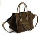 Celine Luggage Phantom Square Bags in Suede Khaki