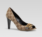 'GG running' mid heel open-toe pump with double G ornament 258316 F4060 9777