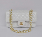 Chanel White Patent Leather Flap Bag Gold Hardware