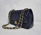 Chanel 1112 Classic Navy Blue Leather with Golden Hardware Flap Bag