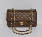 Chanel Brown Sheepskin Leather Flap Bag Gold Hardware