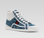 'cannes' high-top sneaker with eyelets and signature web detail
