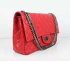 Chanel Flap Bag Quilted Red Leather with Silver Chain