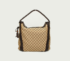 'bella' large hobo with woven leather bow, bamboo 269947 A7M0G 1002