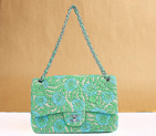 Chanel Rose Flap Bag 3706 Green Silver 3706