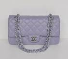 Chanel Flap Bag Silver Chain Rice 1113 light purple