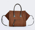 Fashion  Celine Luggage Phantom Square Bags Suede Leather 80066 Khaki