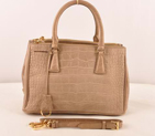 Prada Small Croco Leather Tote Bag Brown 16625S