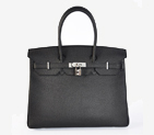 Hermes Birkin 35CM togo leather in Black with Silver hardware with diamond H35BJBSD