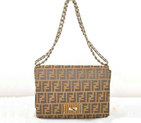 Fendi Paris Pequin Large Fabric Shoulder Bag F2556