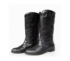 Chanel Black Leather Flat Boots CA005