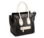 Celine Luggage Medium Handbags Black Rich White 98169