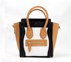 Celine Luggage small Fashion Bag Black Apricot White 98168