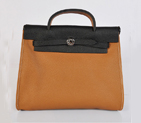 2012 New Hermes HerBag 31CM Togo leather Bag 9051 Black/Camel H9051